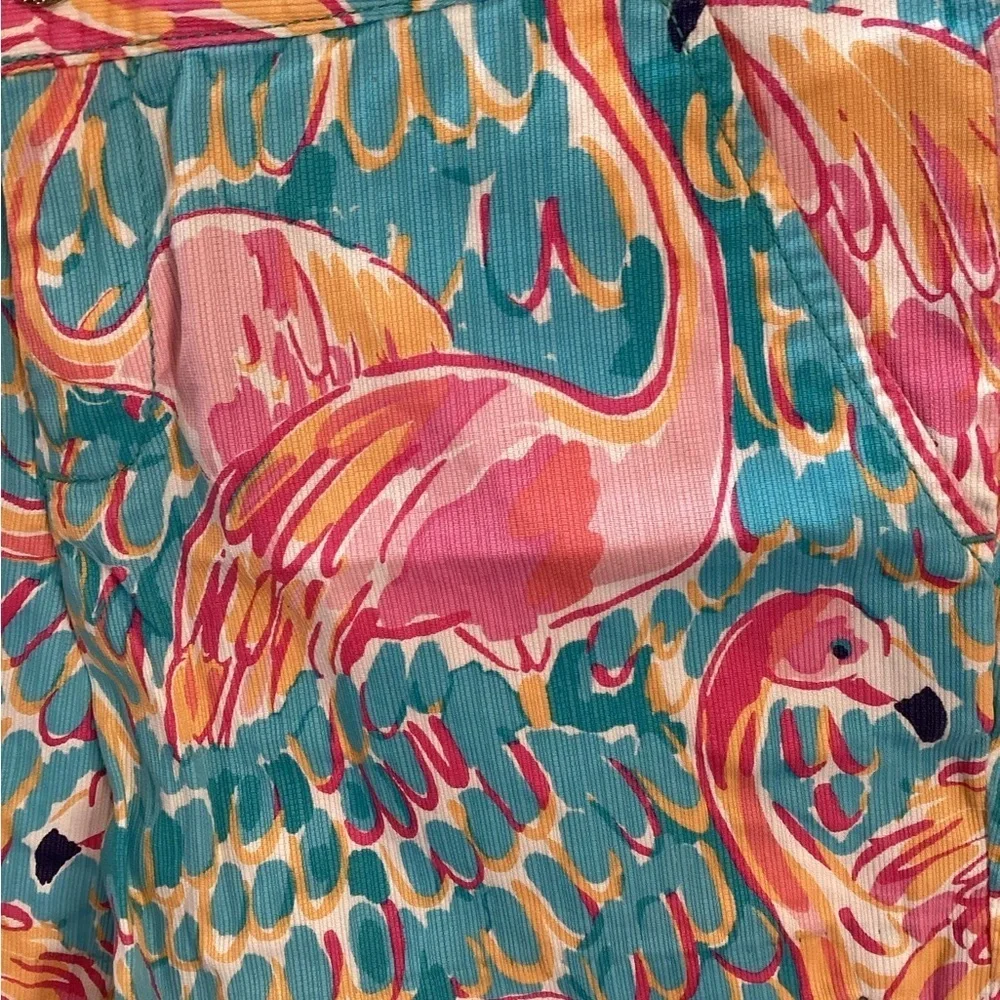 LILLY PULITZER BUTTERCUP FLAMINGO SHORTS SIZE 0 (WAIST MEASURES 30